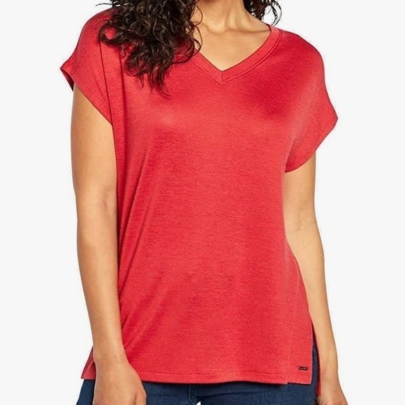Orvis Women's Short Sleeve V-Neck Tunic Knit Top Size XXL - Picture 1 of 7
